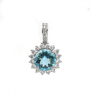 JPPD-796/9221 Aquamarine Diamond Pendant | 14K