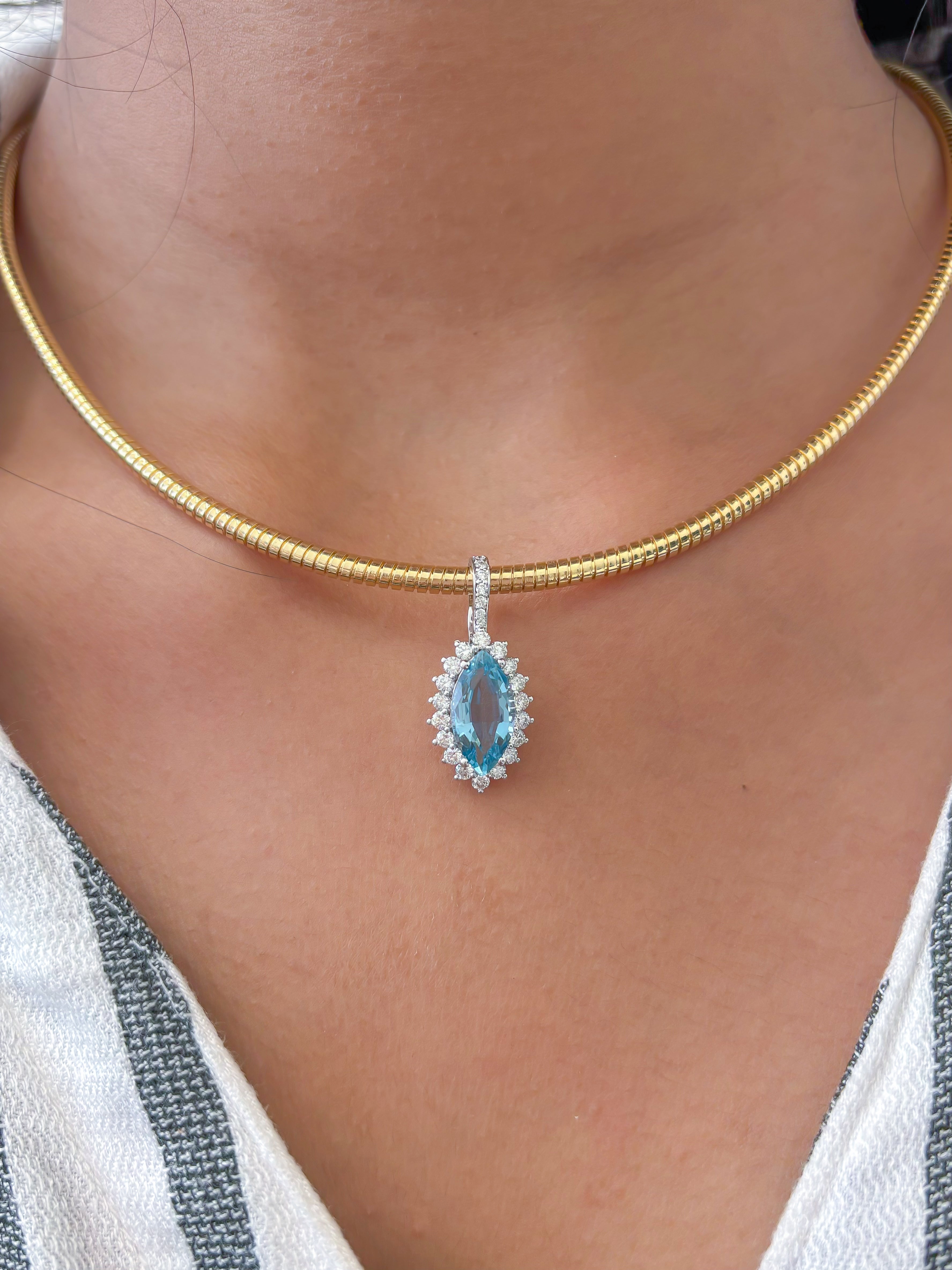 JPPD-804/9285 Aquamarine Diamond Pendant | 18K