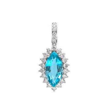 JPPD-804/9285 Aquamarine Diamond Pendant | 18K