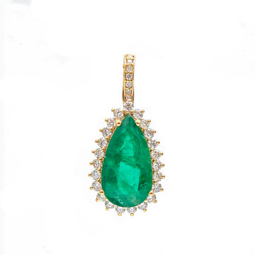 JPPD-809/9290 Emerald Diamond Pendant | 18K