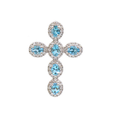 JPPD-840/9500 Aquamarine Diamond Pendant | 14K