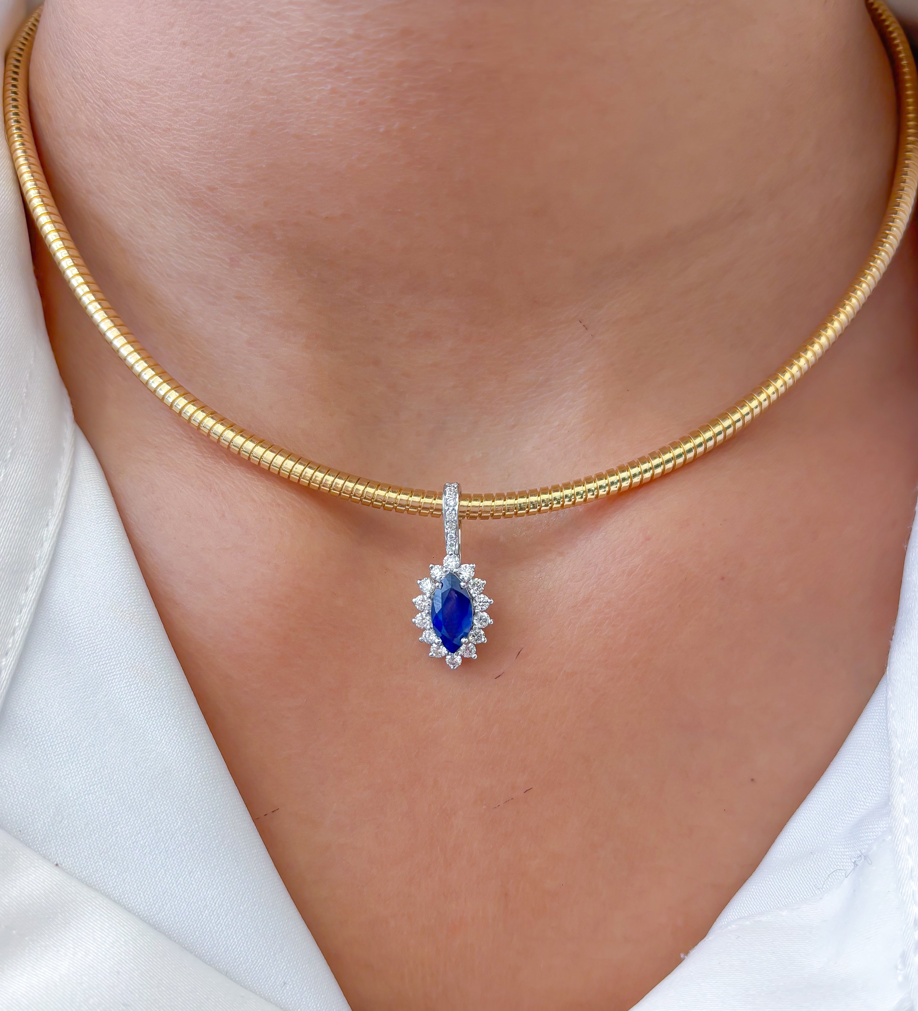 JPPD-845/9531 Blue Sapphire Diamond Pendant | 18K