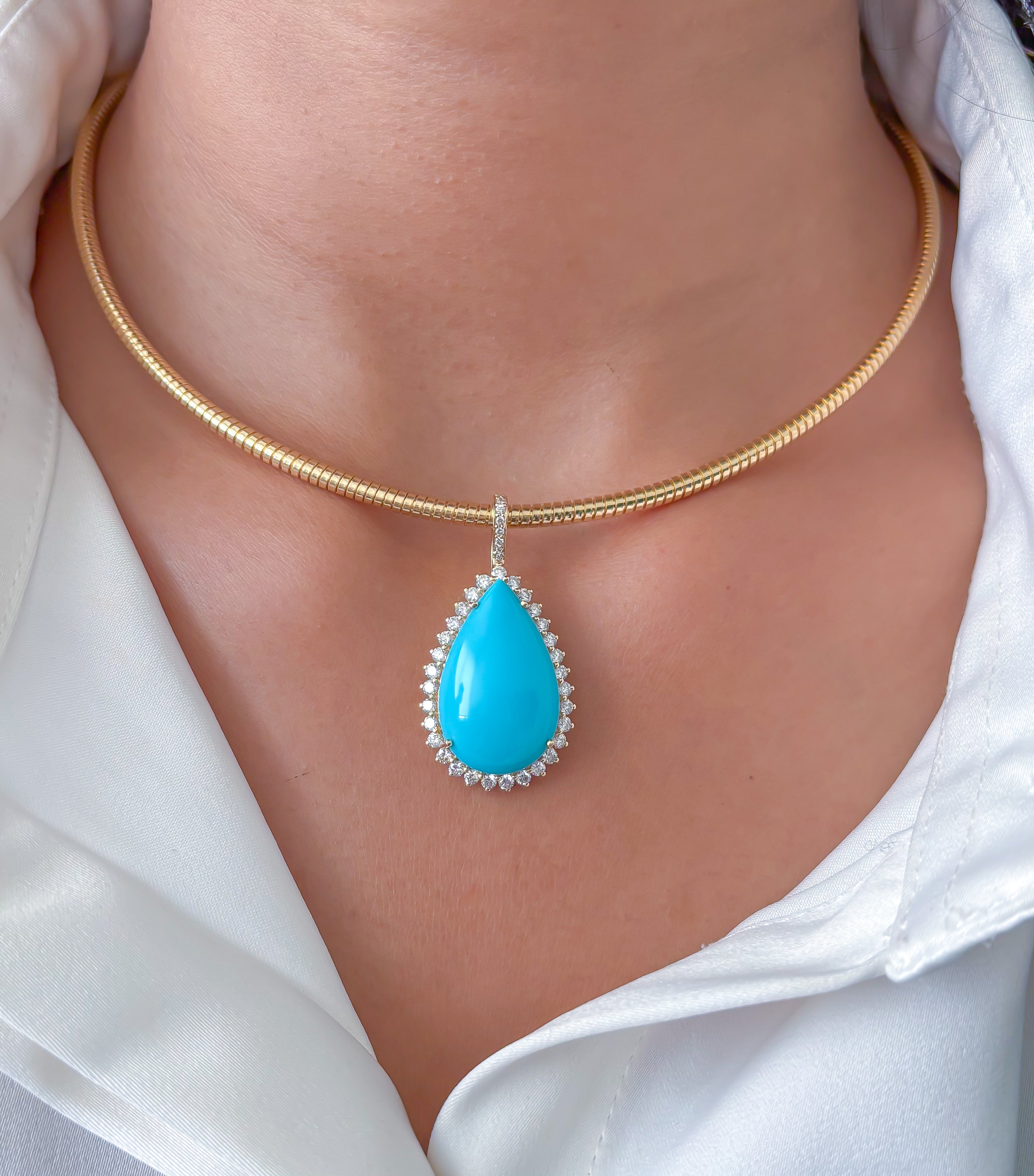 JPPD-850/9536 Turquoise Diamond Pendant | 14K