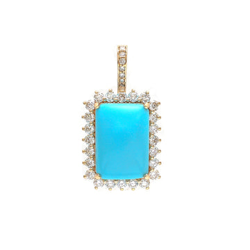 JPPD-851/9537 Turquoise Helo Diamond Octagon Pendant | 14K