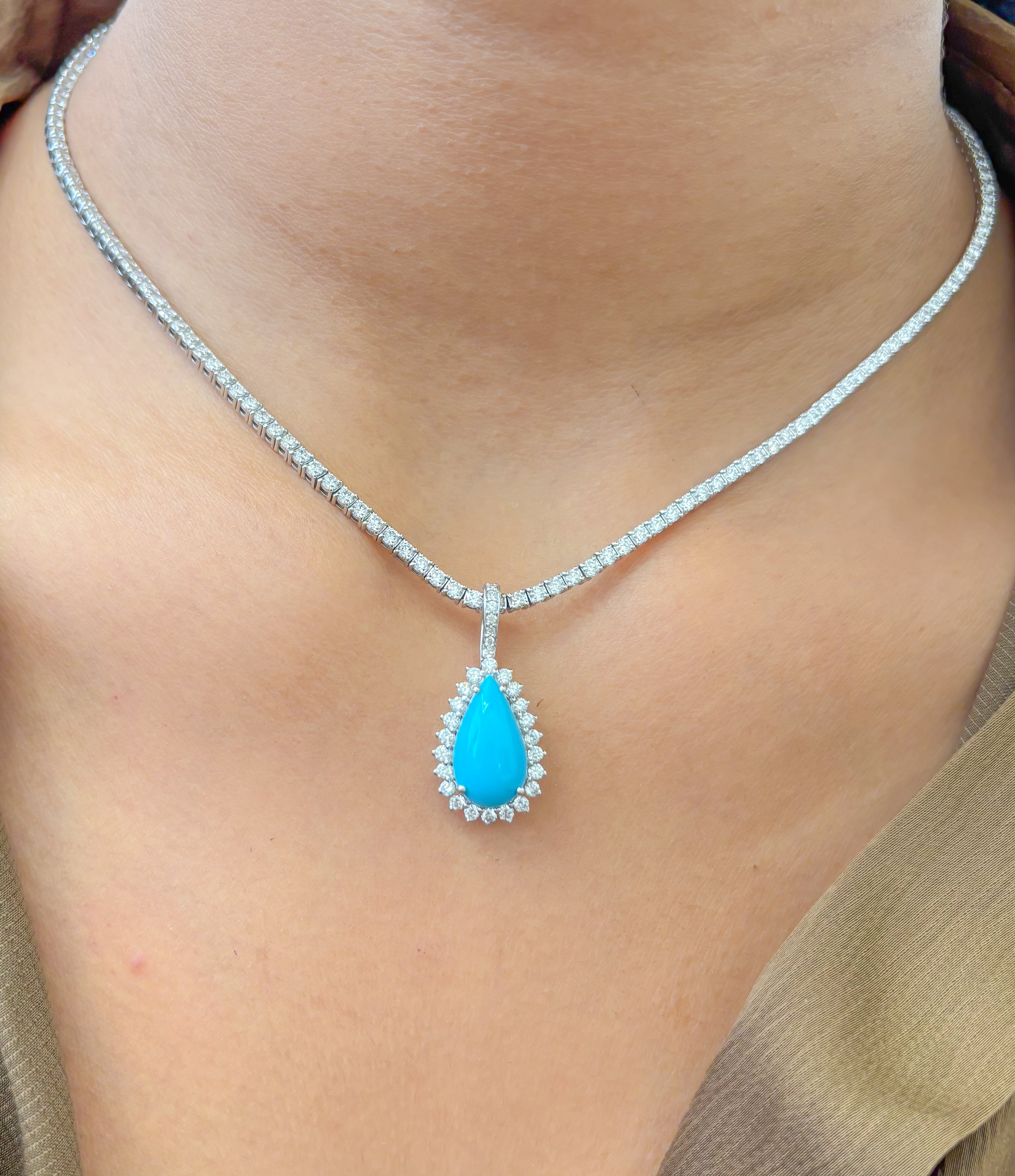 JPPD-859/9574 Turquoise Diamond Pendant | 14K