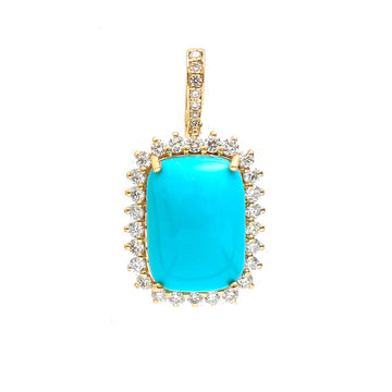 JPPD-861/9603 Turquoise Helo Diamond Octagon Pendant | 14K