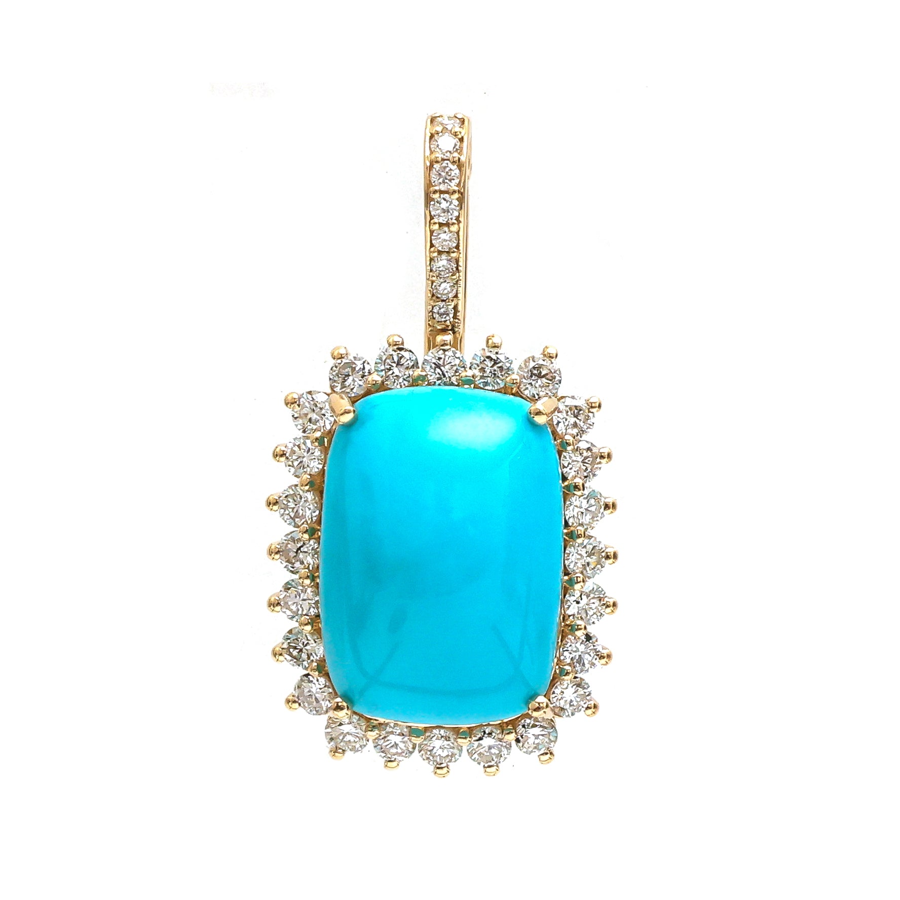 JPPD-864/9630 Turquoise Helo Diamond Octagon Pendant | 14K