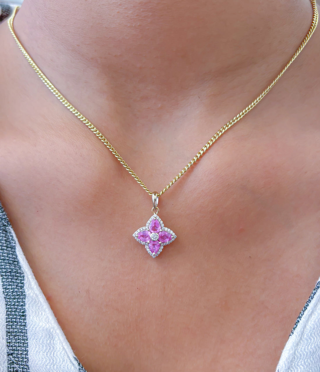 JPPD-865/9631 Pink Sapphire Diamond Pendant | 18K