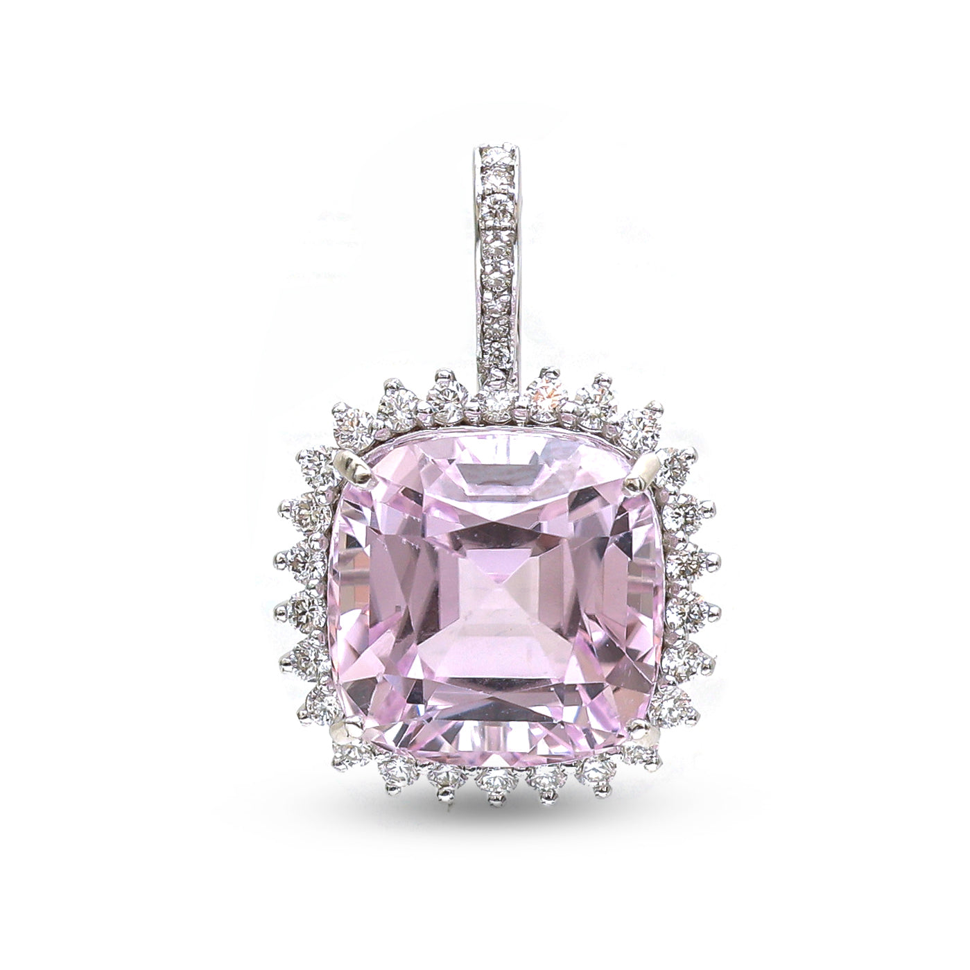 JPPD-869/9650 Kunzite Helo Diamond Octagon Pendant | 14K