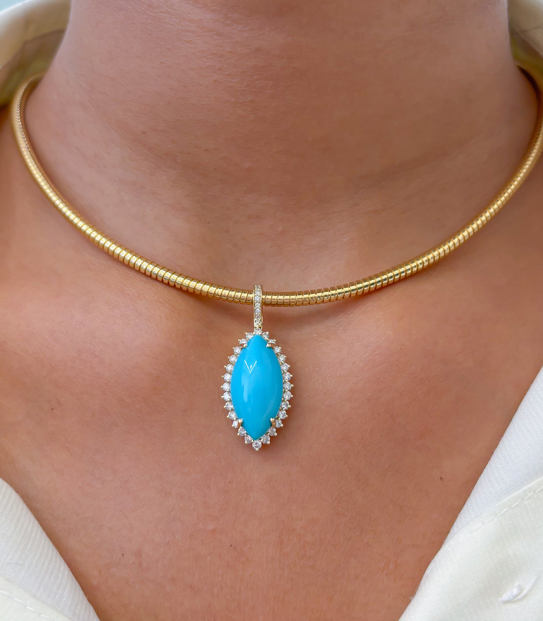 JPPD-872/9653 Turquoise Diamond Pendant | 14K