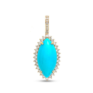 JPPD-872/9653 Turquoise Diamond Pendant | 14K