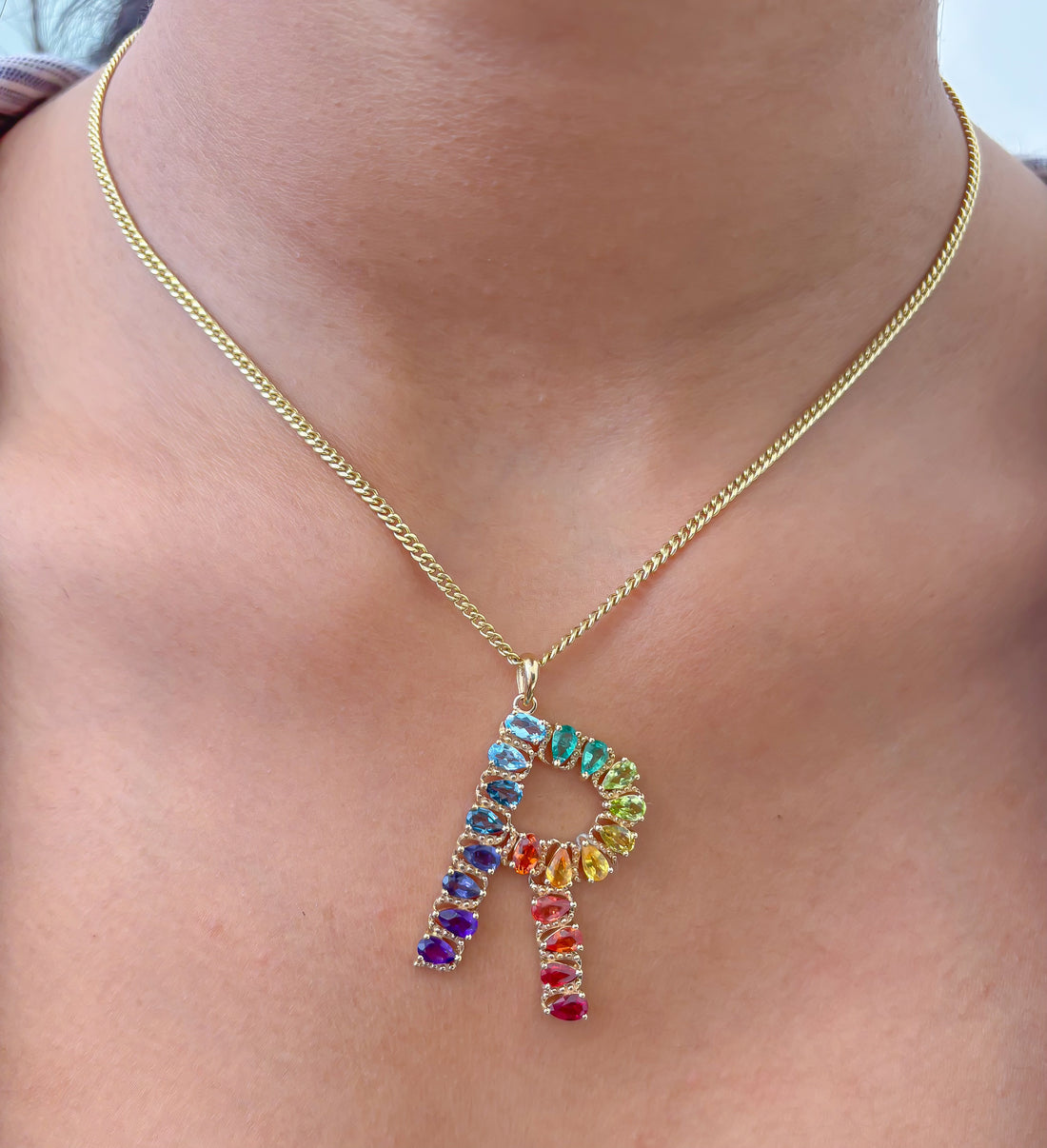 JPPD-876/9704 Rainbow Gemstone Pendant | 14K