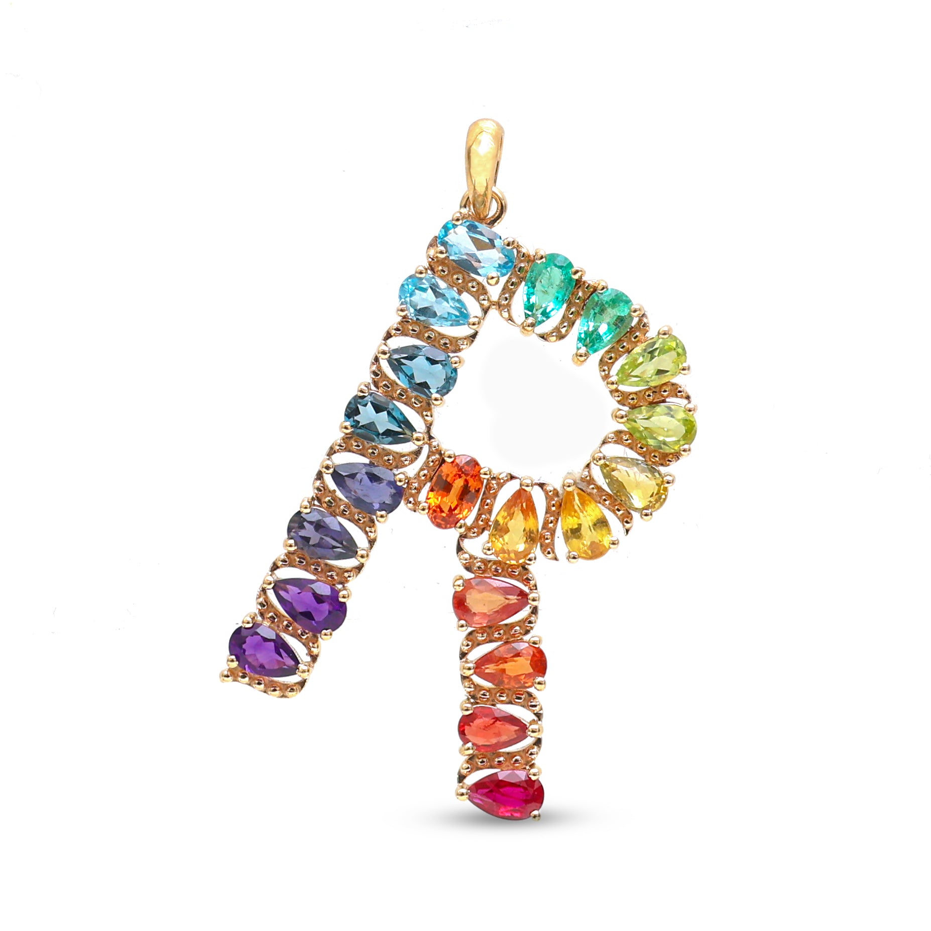 JPPD-876/9704 Rainbow Gemstone Pendant | 14K