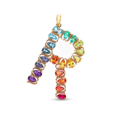 JPPD-876/9704 Rainbow Gemstone Pendant | 14K