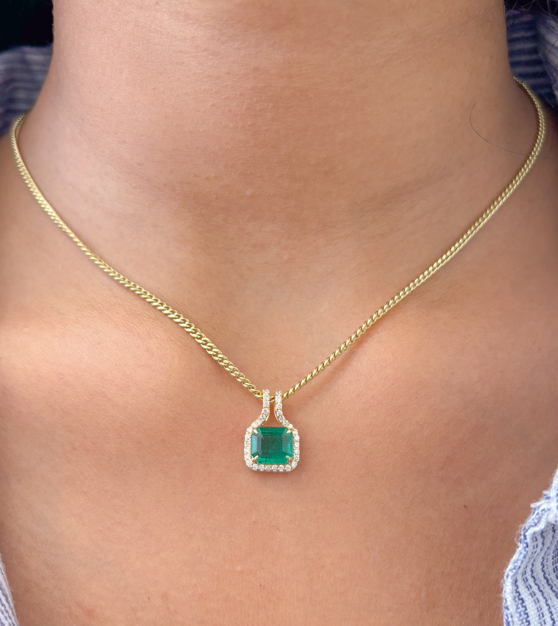 JPPD-878/9715 Emerald Diamond Pendant | 18K
