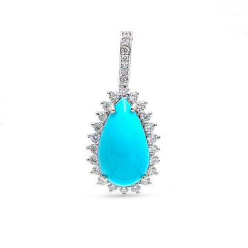 JPPD-881/9718 Turquoise Diamond Pendant | 14K