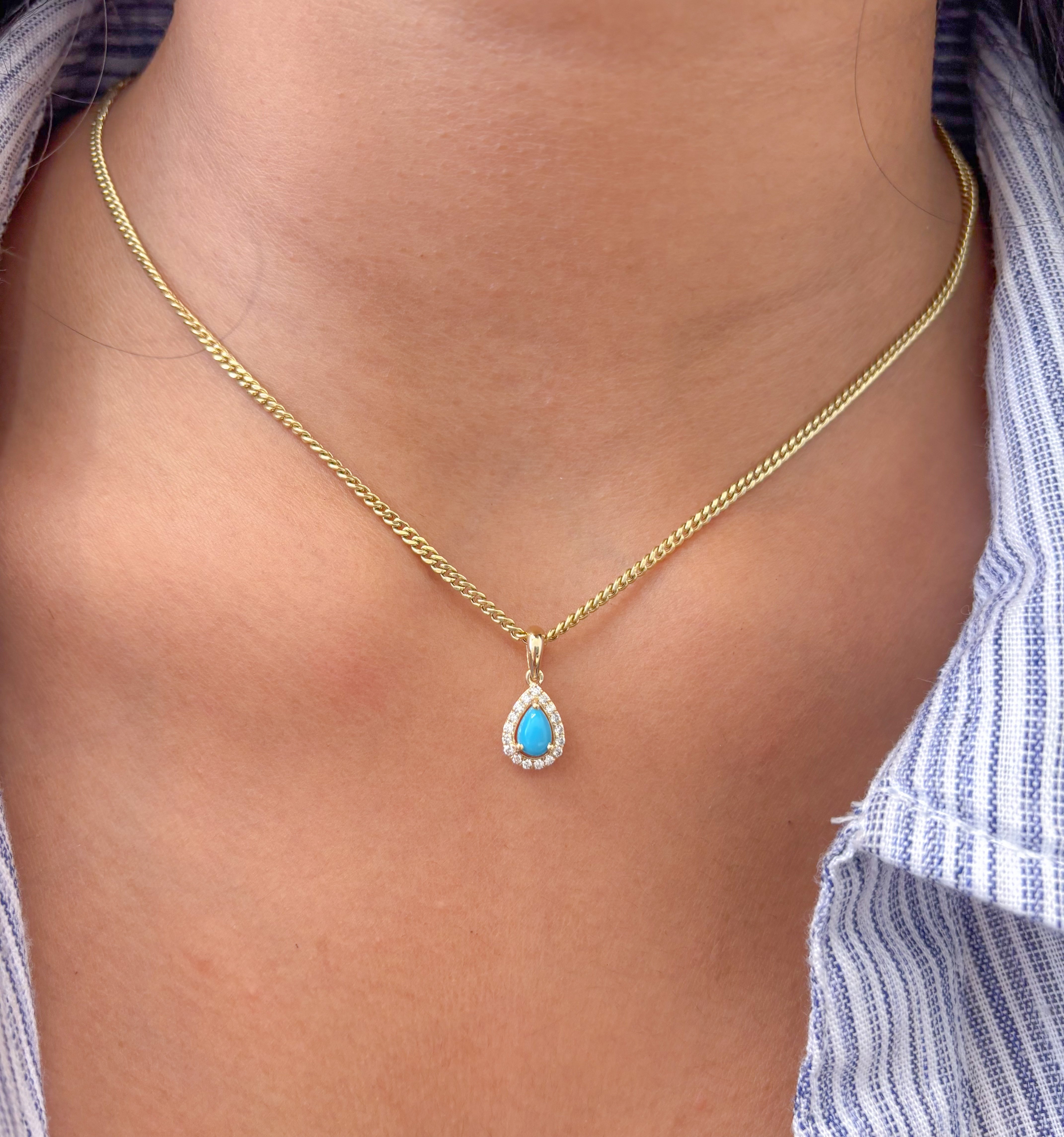 JPPD-882/9719 Turquoise Diamond Pendant | 14K