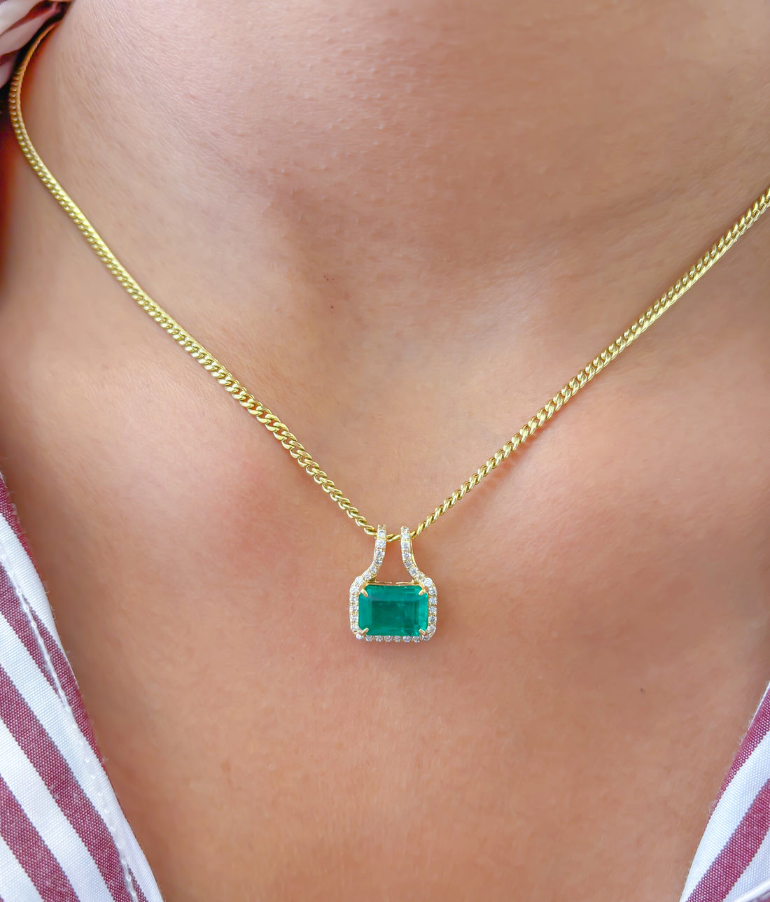 JPPD-889/9819 Emerald Diamond Pendant | 18K