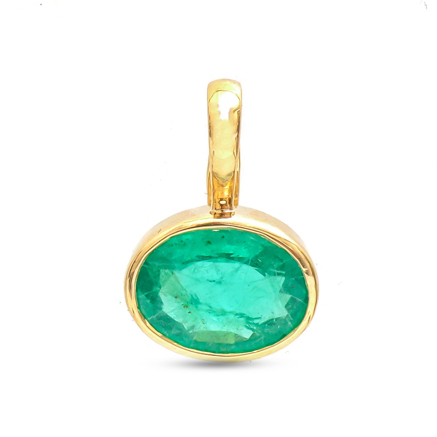 JPPD-893/9868 Emerald  Oval Bezel Pendant | 18K