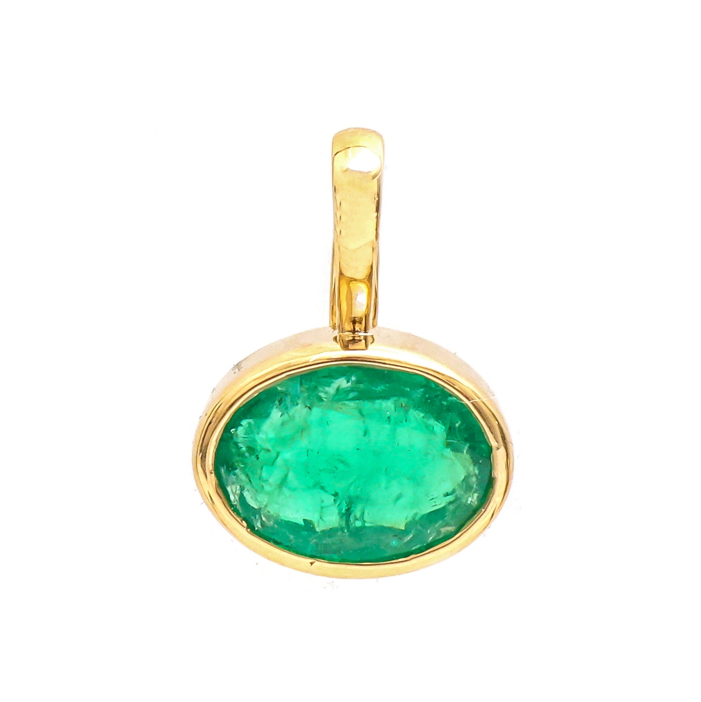 JPPD-894/9869 Emerald  Oval Bezel Pendant | 18K