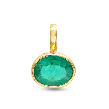 JPPD-895/9870 Emerald  Oval Bezel Pendant | 18K