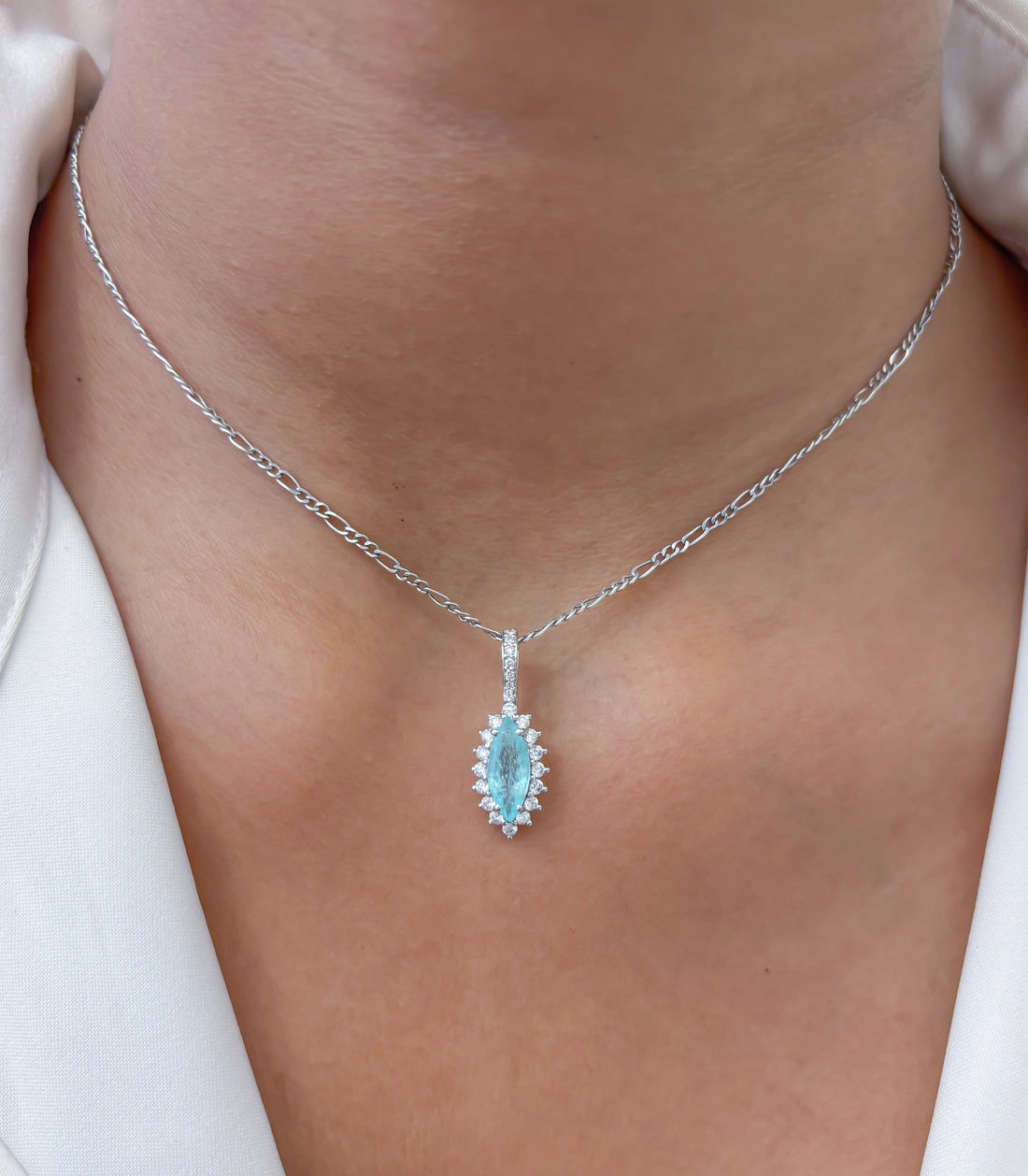 JPPD-896/9871 Paraiba Tourmaline Marquise With Diamond Pendant | 18K