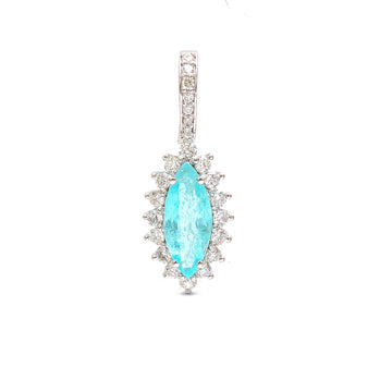 JPPD-896/9871 Paraiba Tourmaline Marquise With Diamond Pendant | 18K