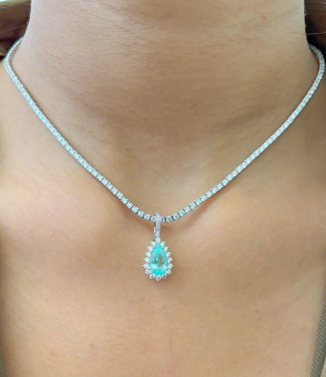 JPPD-903/9910 Paraiba Tourmaline Diamond Pendant | 18K