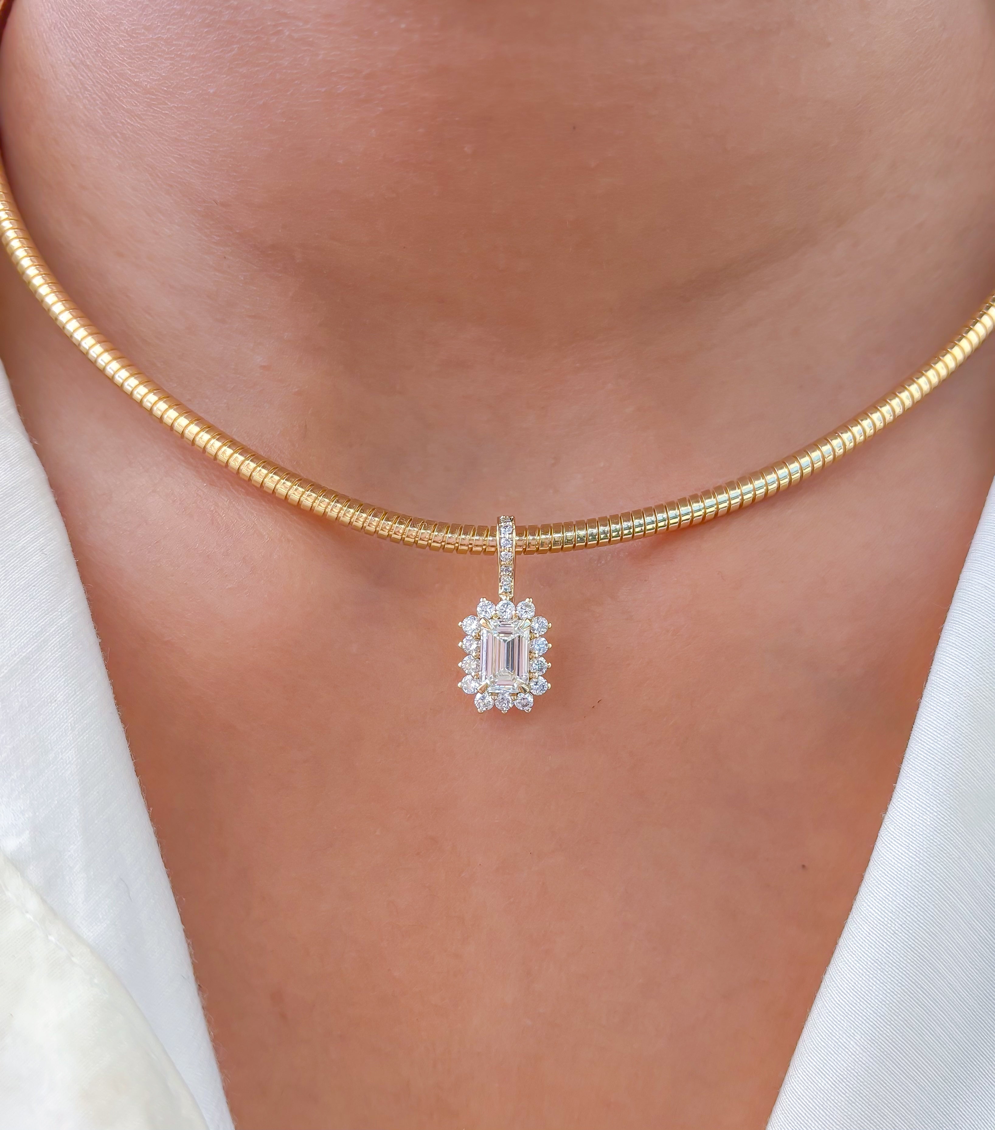 JPPD-950/10155 Lab Grown Diamond Helo Diamond Octagon Pendant | 14K