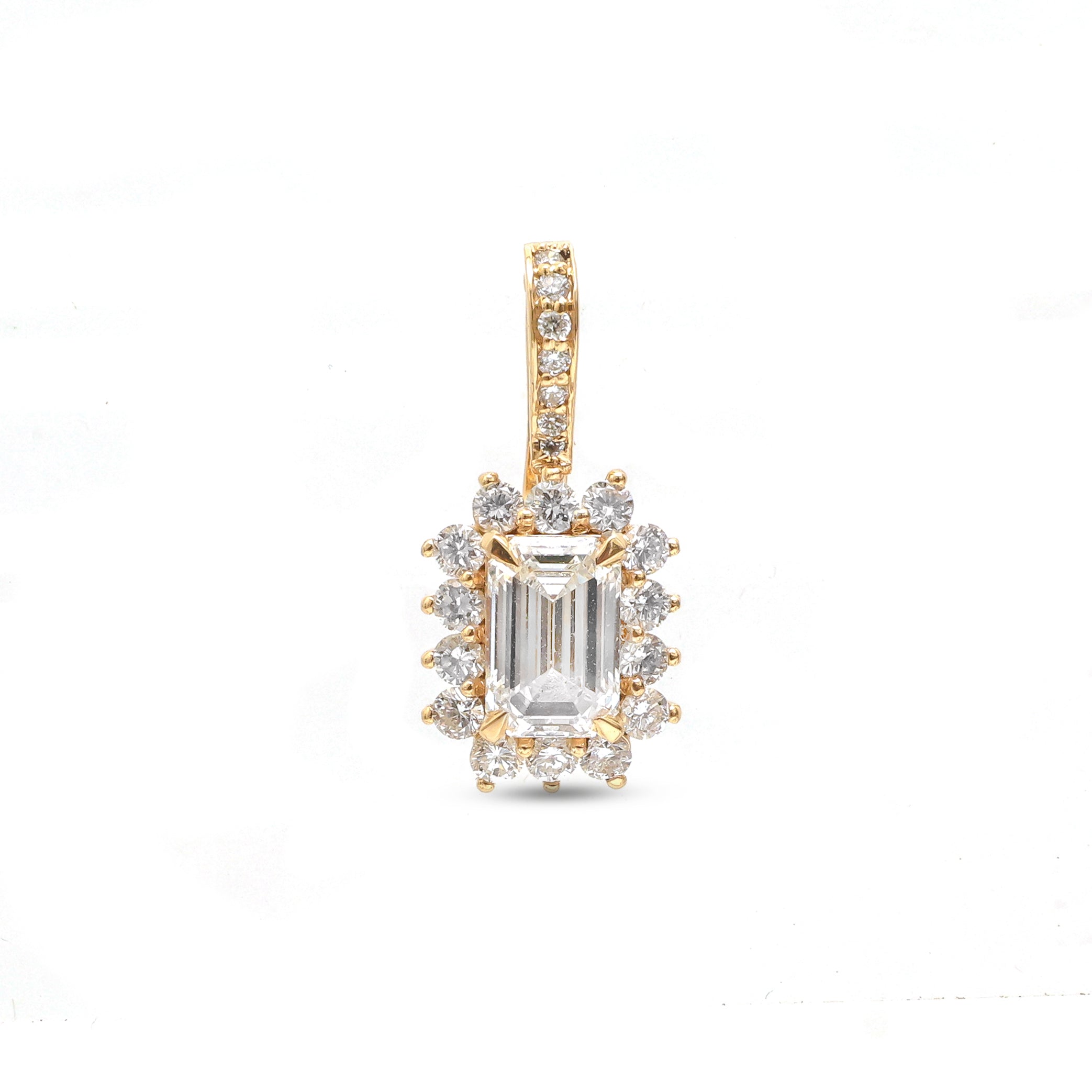 JPPD-950/10155 Lab Grown Diamond Helo Diamond Octagon Pendant | 14K