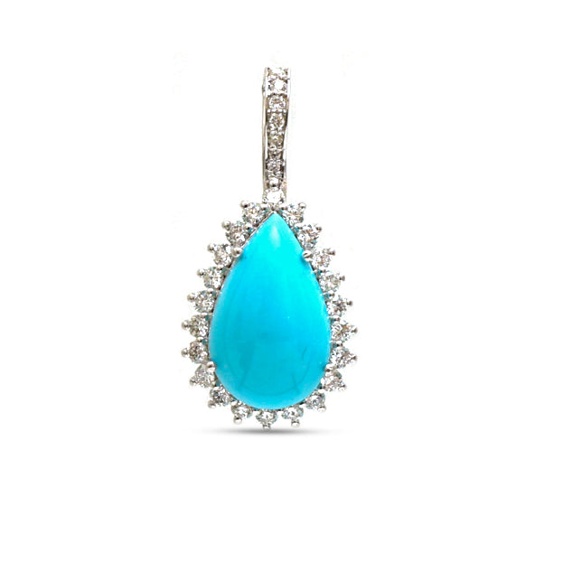 JPPD-990/10317 Turquoise Diamond Pendant | 14K