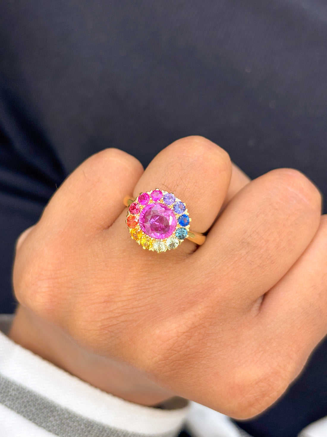 JPRG-1054/2487 Rainbow Sapphire Ring | 18K
