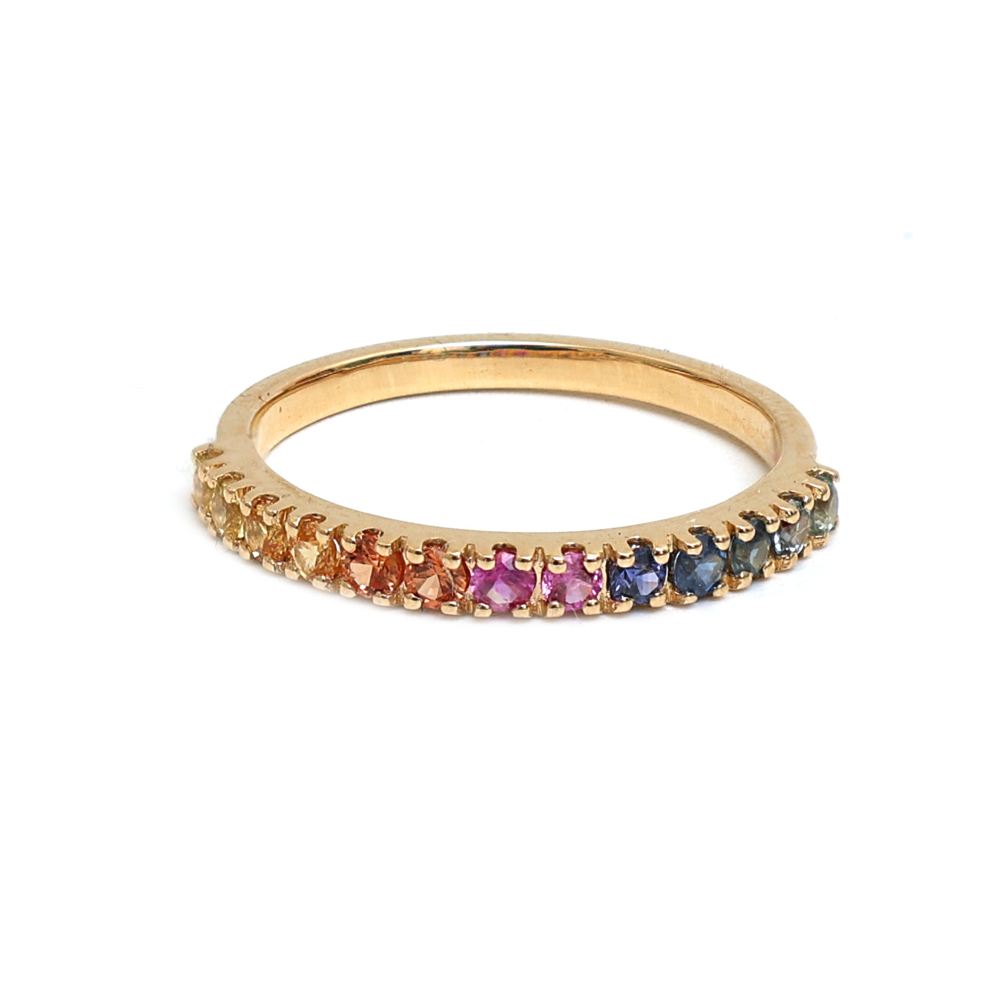 JPRG-1367/3306 Rainbow Round Half Ring | 18K