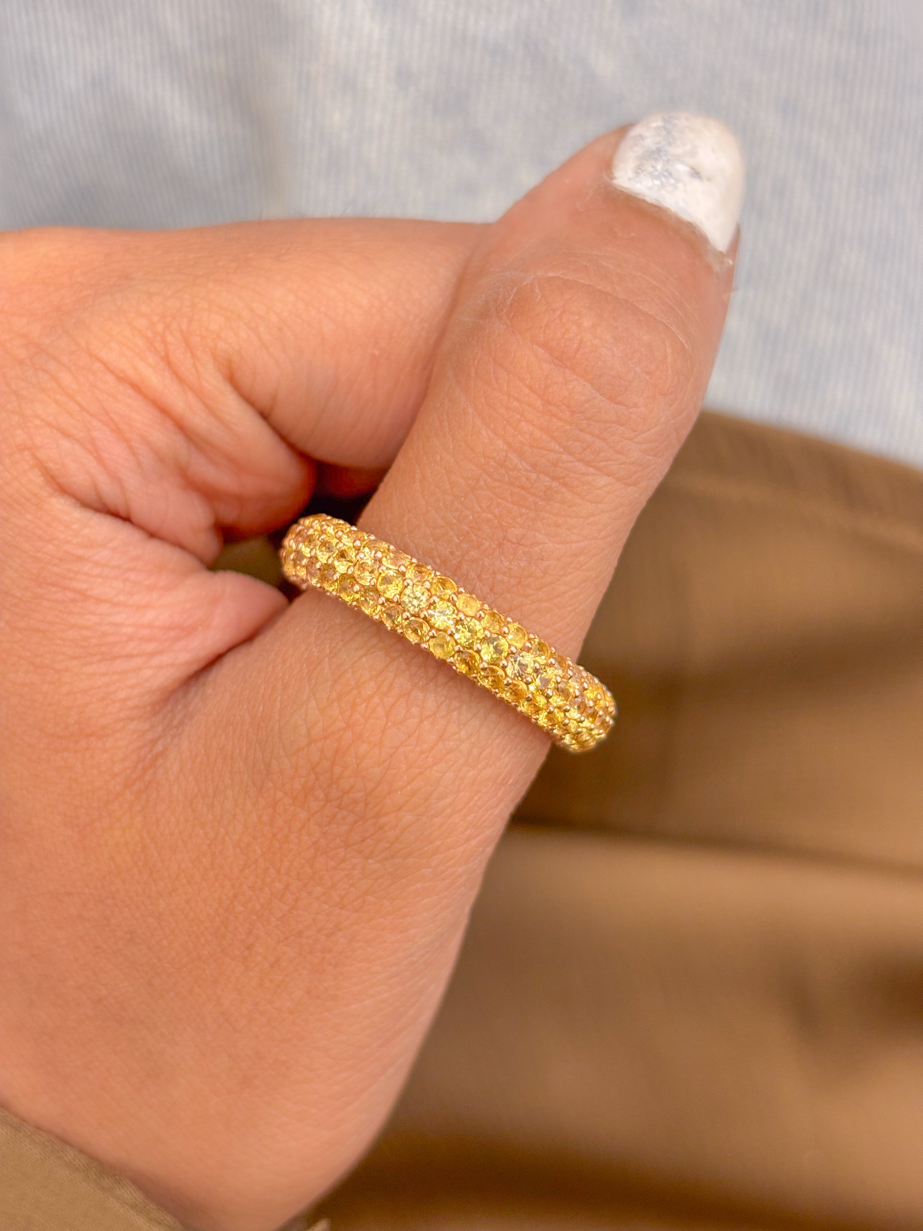 JPRG-1378/3325 Yellow Sapphire Round Pave Ring | 14K
