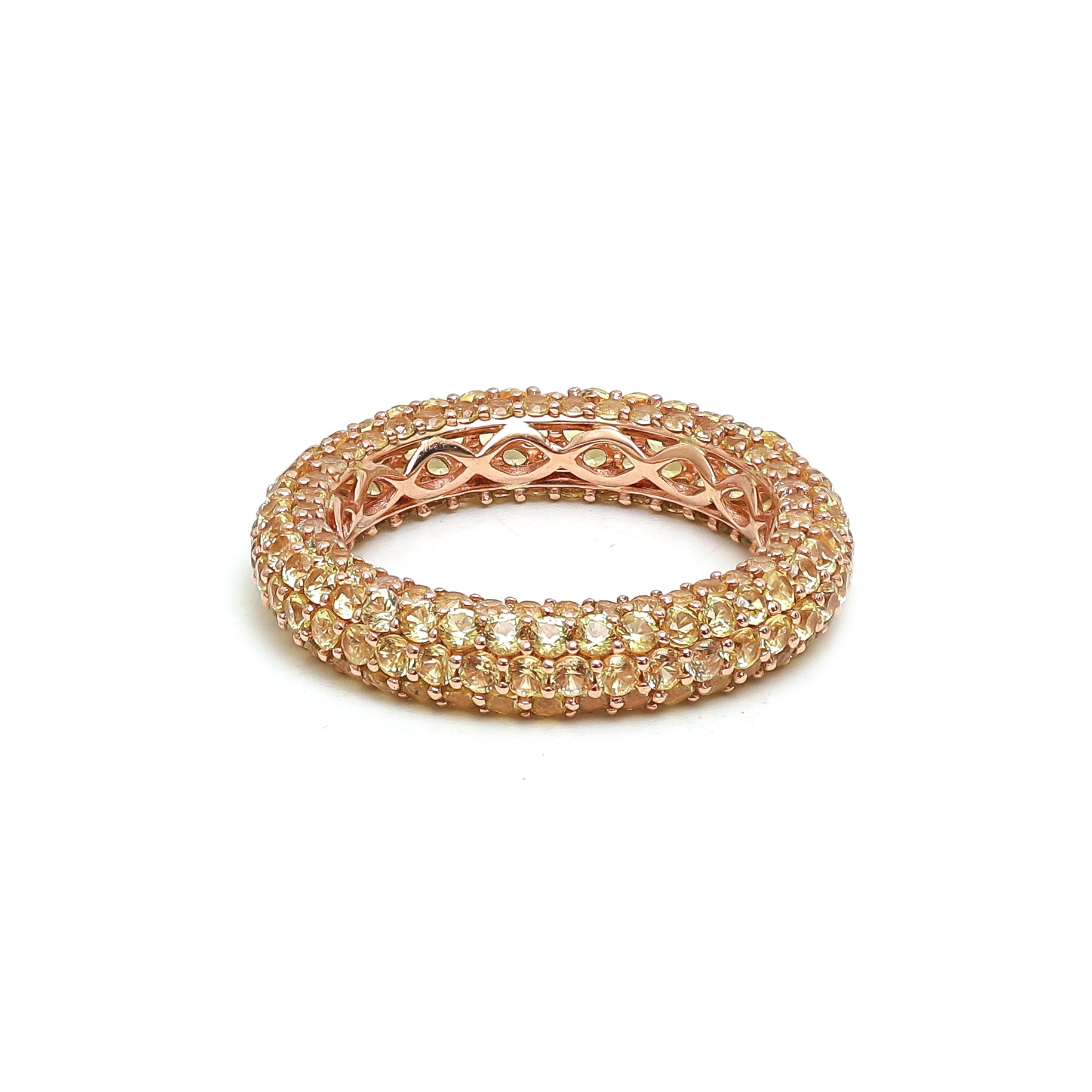 JPRG-1378/3325 Yellow Sapphire Round Pave Ring | 14K