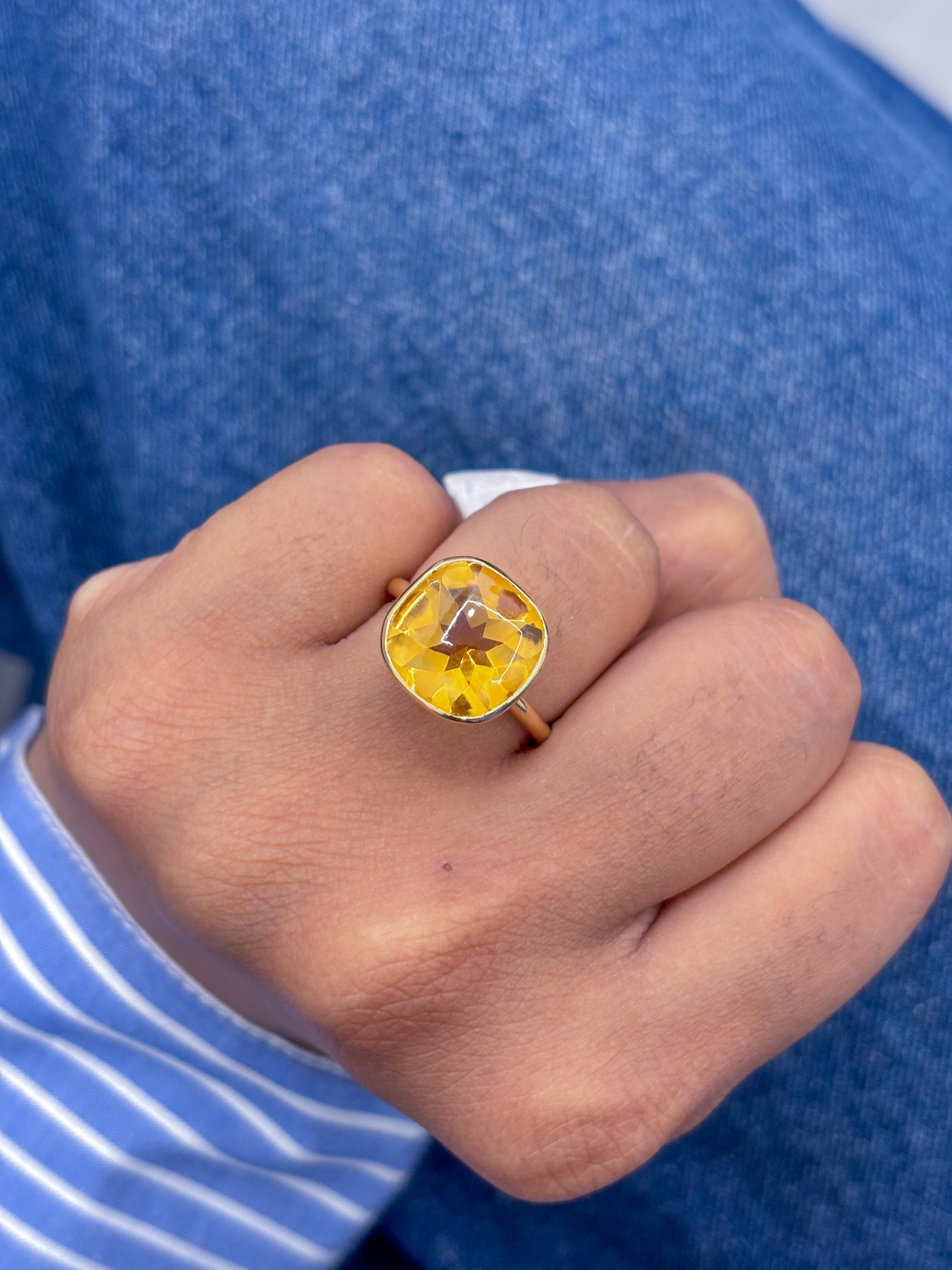 JPRG-1415/3403 Citrine Cushion 12X12 Ring | 14K