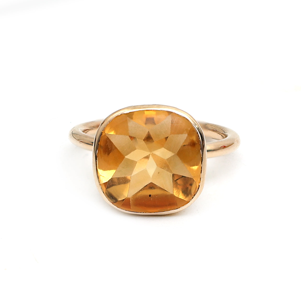JPRG-1415/3403 Citrine Cushion 12X12 Ring | 14K