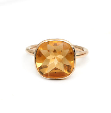 JPRG-1415/3403 Citrine Cushion 12X12 Ring | 14K