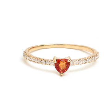 JPRG-1466/3556 Orange Sapphire Diamond Heart Thin Ring | 14K