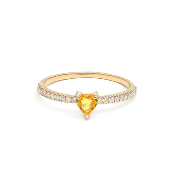 JPRG-1472/3562 Yellow Sapphire Diamond Heart Thin Ring | 14K