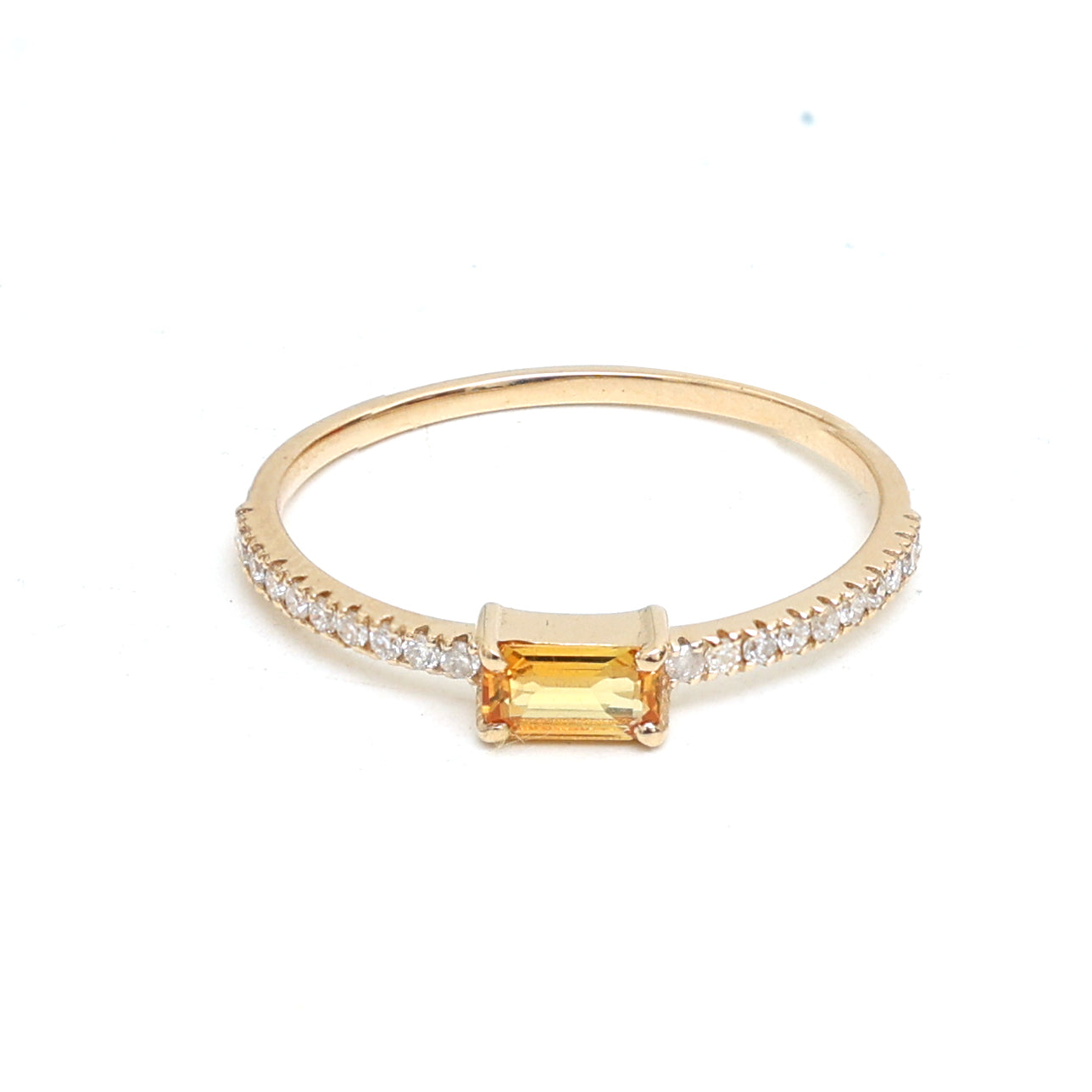 JPRG-1494/3590 Yellow Sapphire Diamond Octagon Thin Ring | 14K