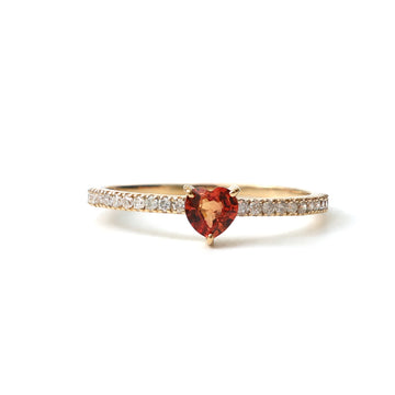 JPRG-1637/4113 Orange Sapphire Diamond Heart Thin Ring | 18K