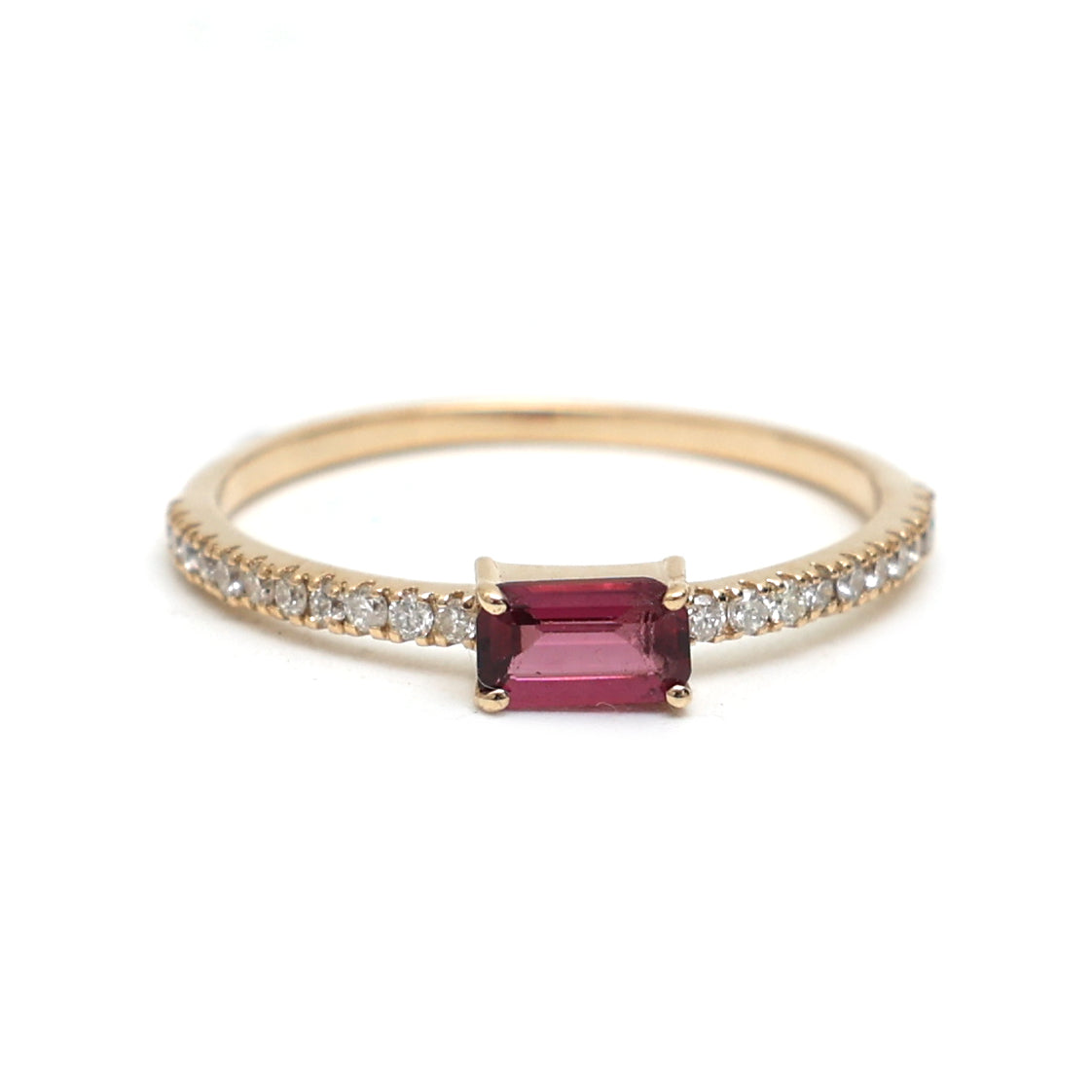JPRG-1657/4135 Garnet Diamond Octagon Thin Ring | 14K