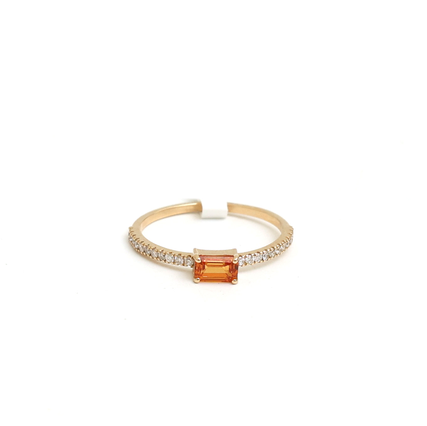 JPRG-1667/4145 Orange Sapphire Diamond Octagon Thin Ring | 14K