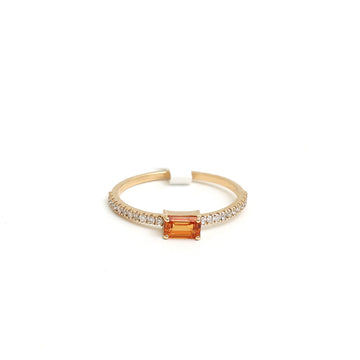 JPRG-1667/4145 Orange Sapphire Diamond Octagon Thin Ring | 14K
