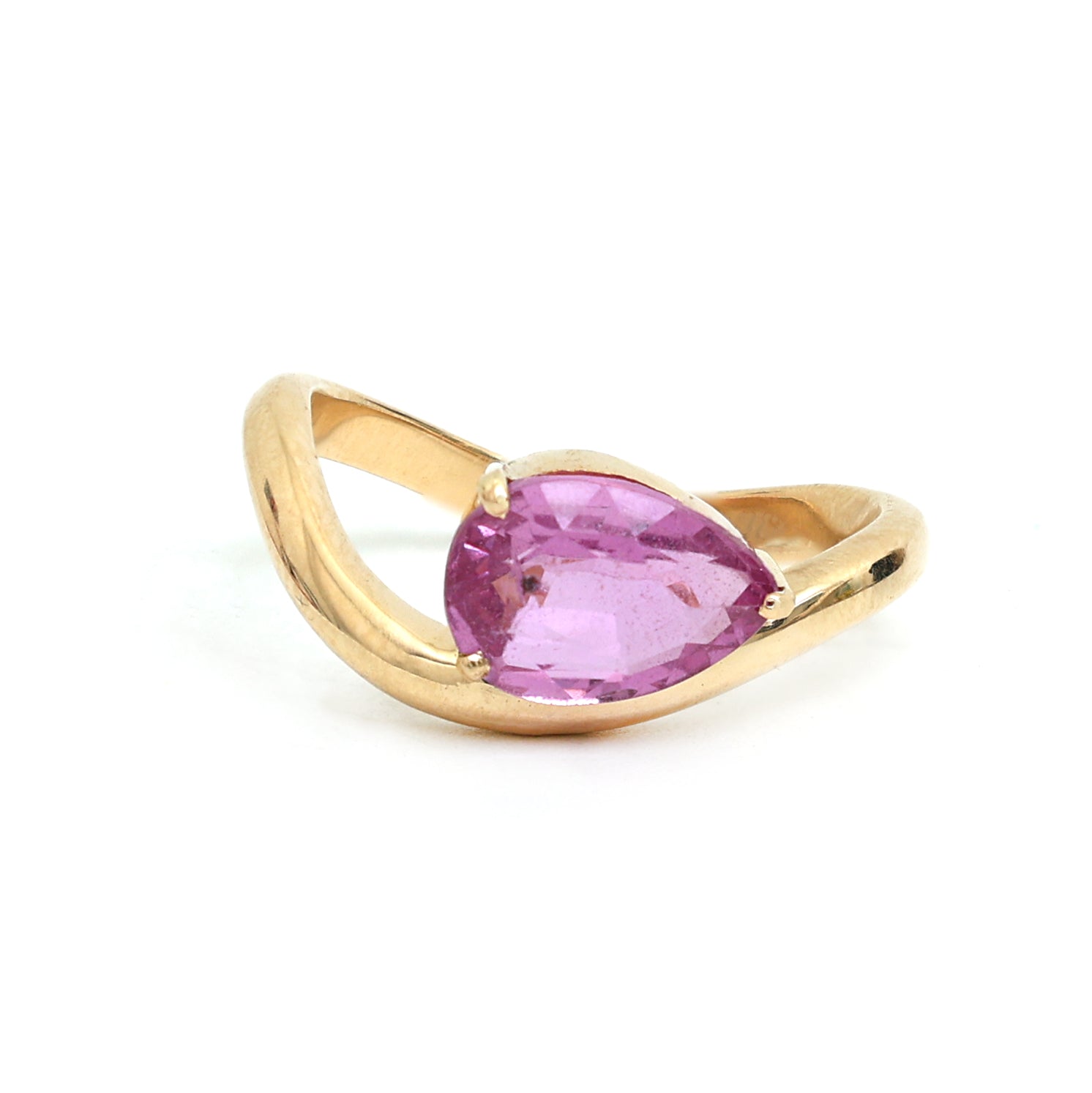 JPRG-1711/4204 Pink Sapphire Pear Wave Ring | 18K