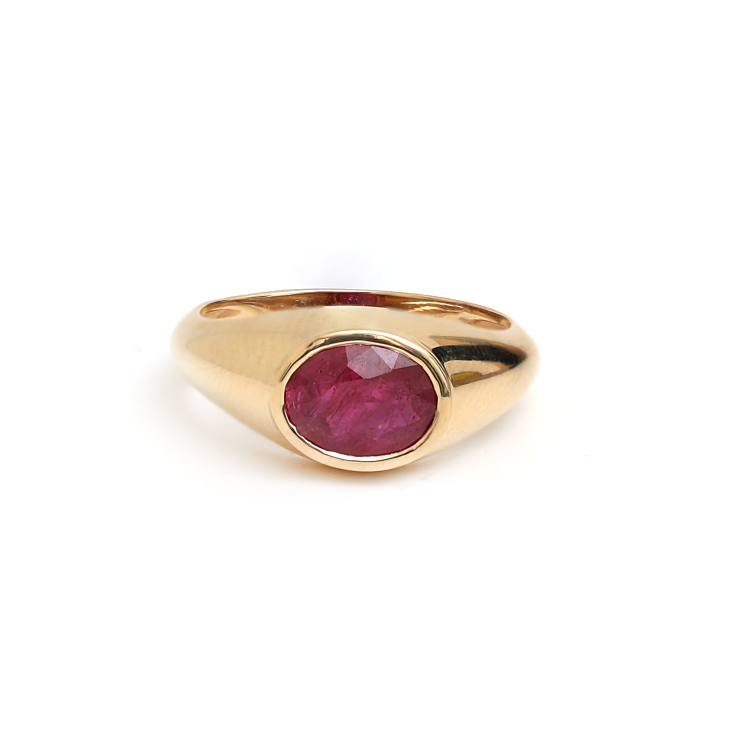 JPRG-1712/4205 Ruby Oval Signet Ring | 18K