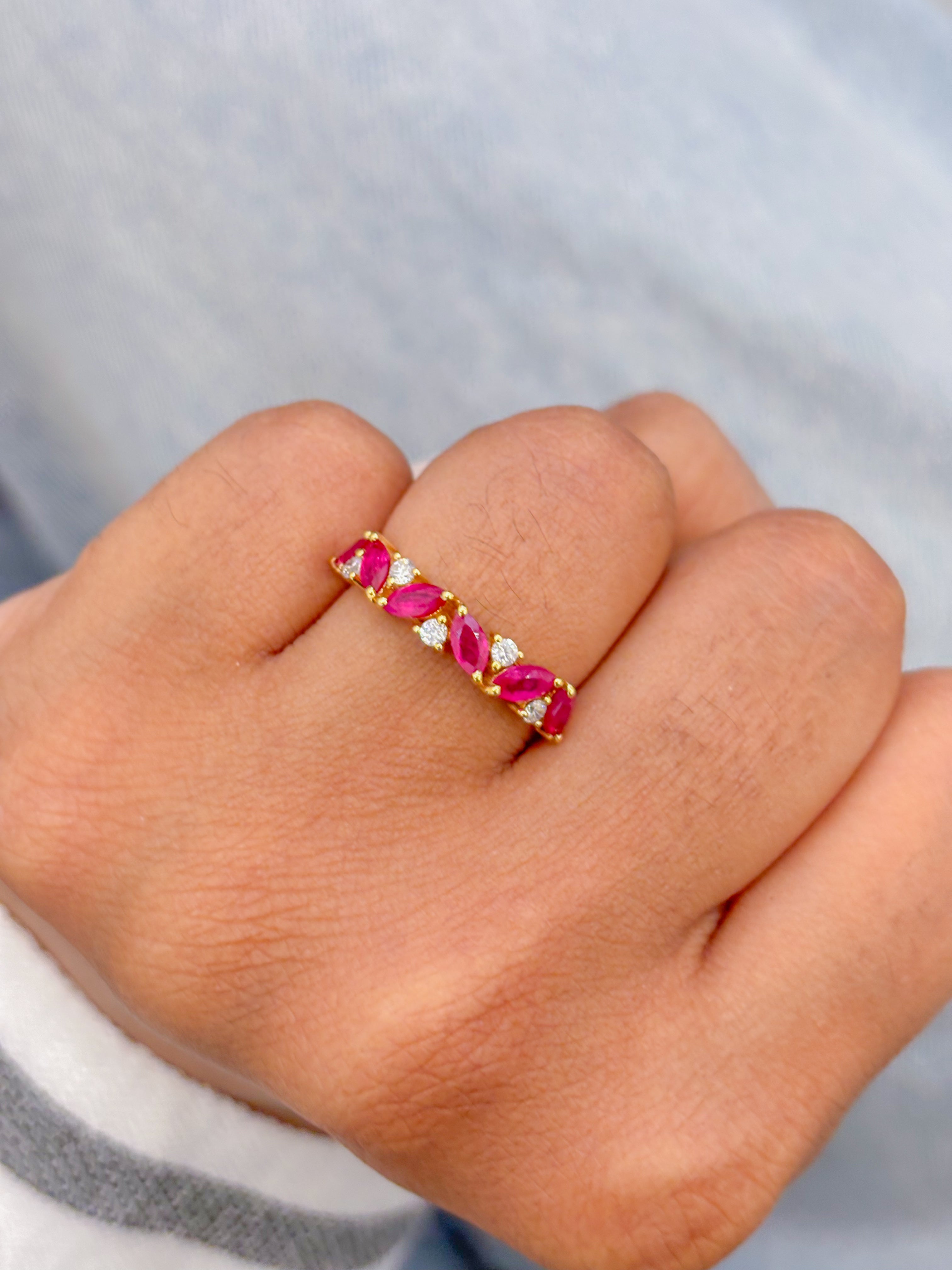 JPRG-1752/4334 Ruby Marquise With Diamond Ring | 18K