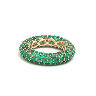JPRG-1755/4357 Emerald Round Pave 5 Line Ring | 14K