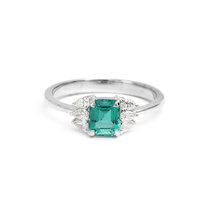 JPRG-1757/4359 Emerald Octagon Diamond Pear Ring | 18K